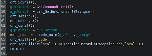 encode_main function call in entry
